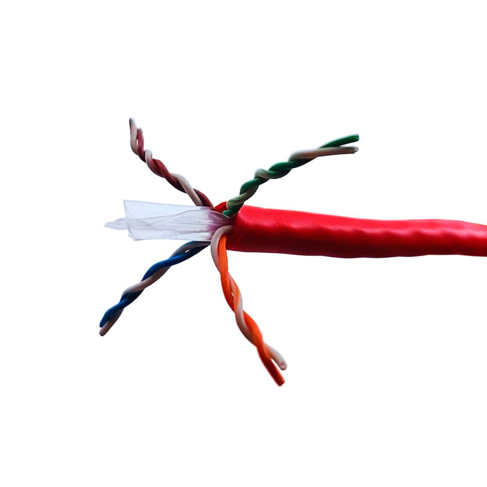 Metro de Cabo de Rede LAN 4PX24AWG CAT6 UTP -100% Cobre Wec, CM INT - Vermelho